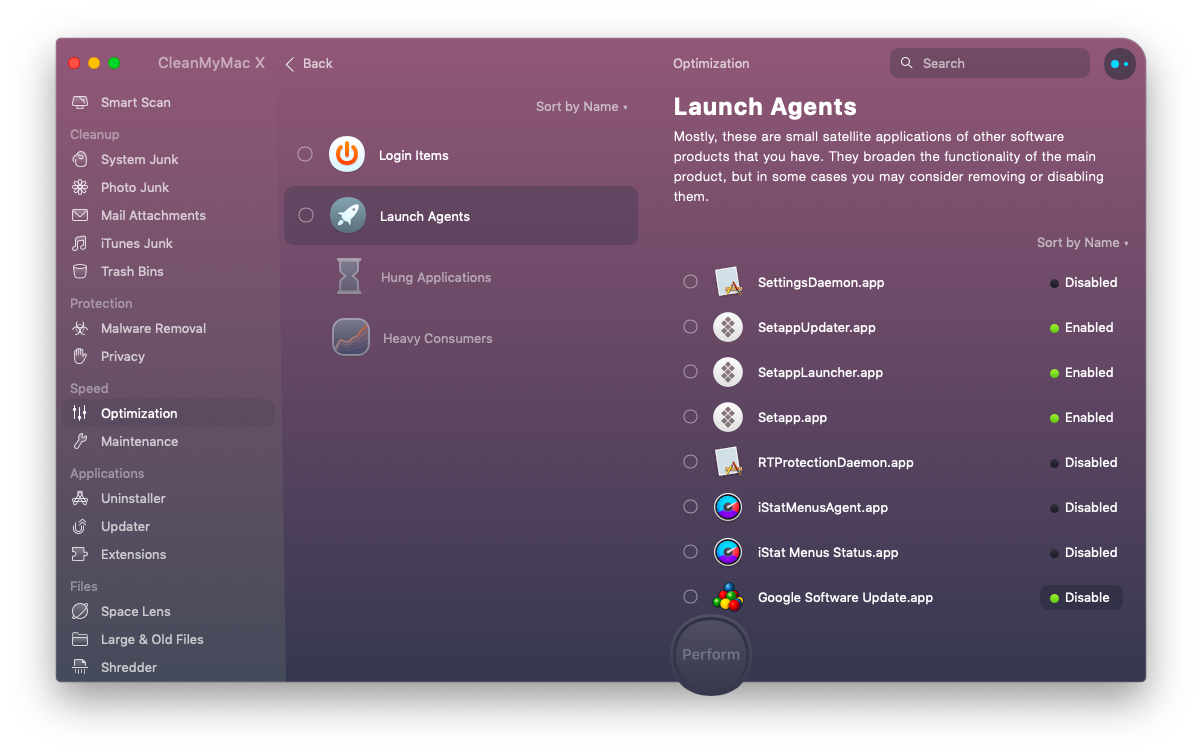 Launch Agents found by CleanMyMac X Launch Agents found by CleanMyMac X
